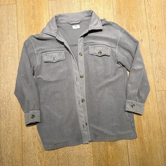 Aerie Luxe Trucker Jacket Shacket Lightweight Buttons Gray Small - Picture 3 of 4